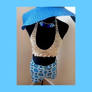 Khaki fringe crop top